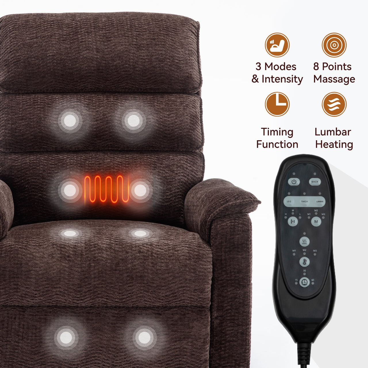 COZYLift 35" Recliner with Heat Massage - 7880