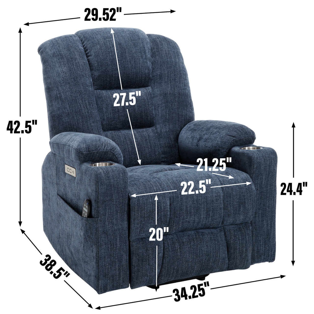 COZYLift 34" Recliner with Heat Massage - 1971