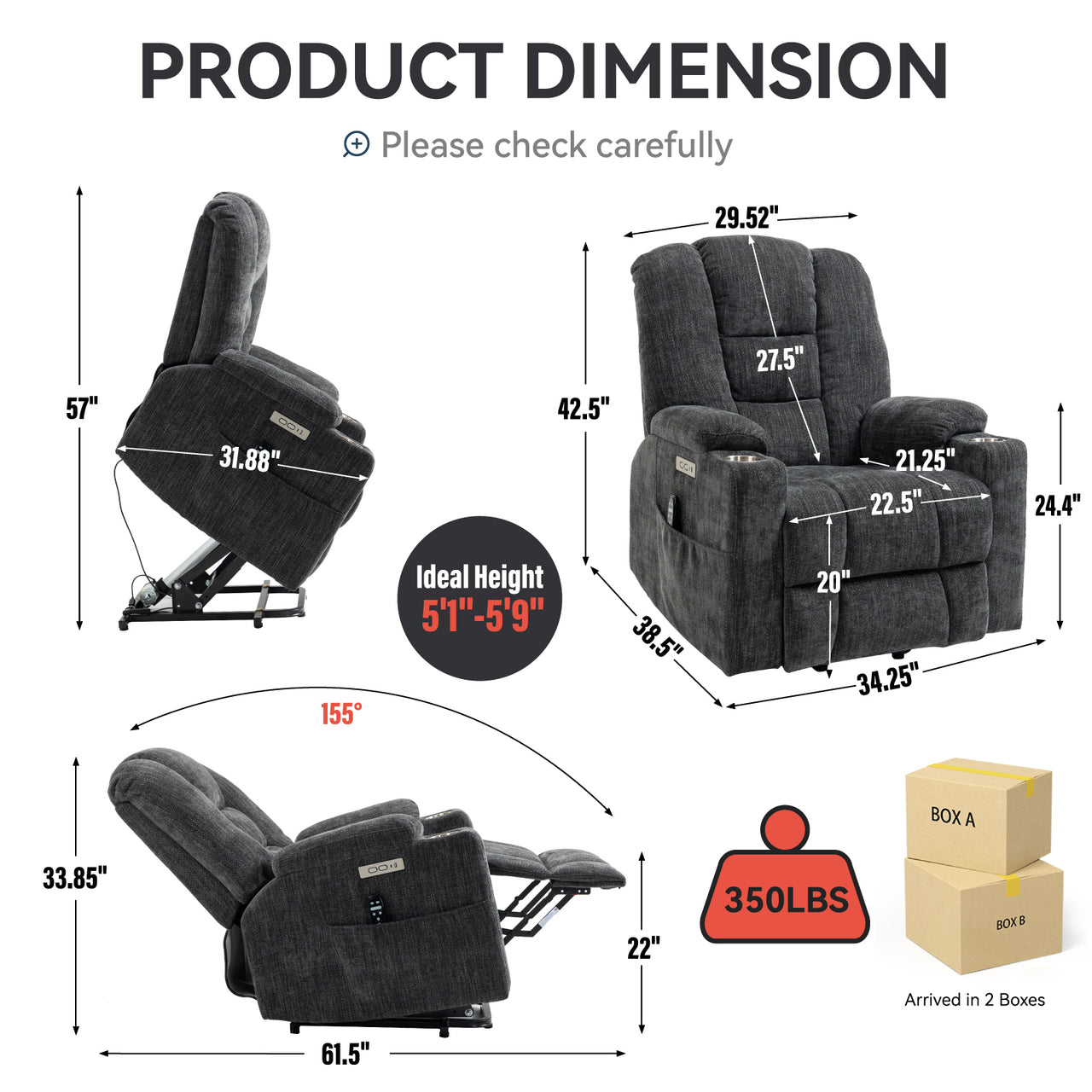 COZYLift 34" Recliner with Heat Massage - 1971