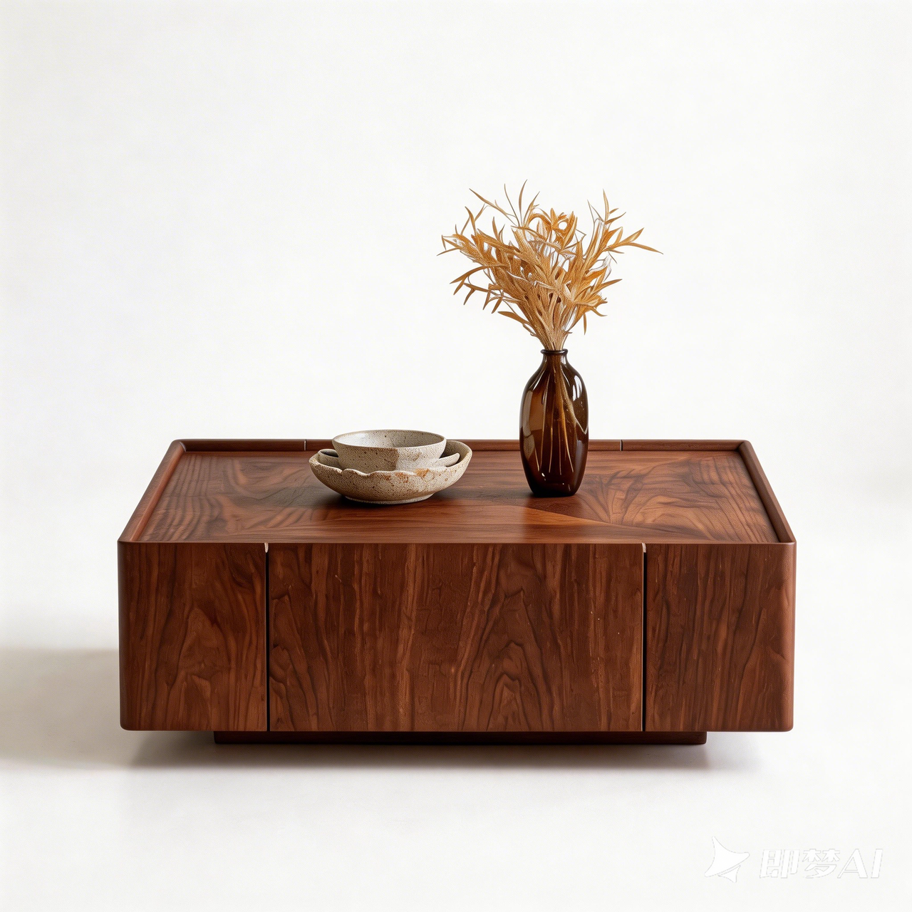 BRENZIA Square Walnut Coffee Table