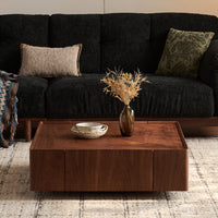 Thumbnail for BRENZIA Square Walnut Coffee Table
