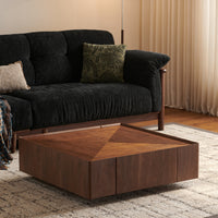 Thumbnail for BRENZIA Square Walnut Coffee Table