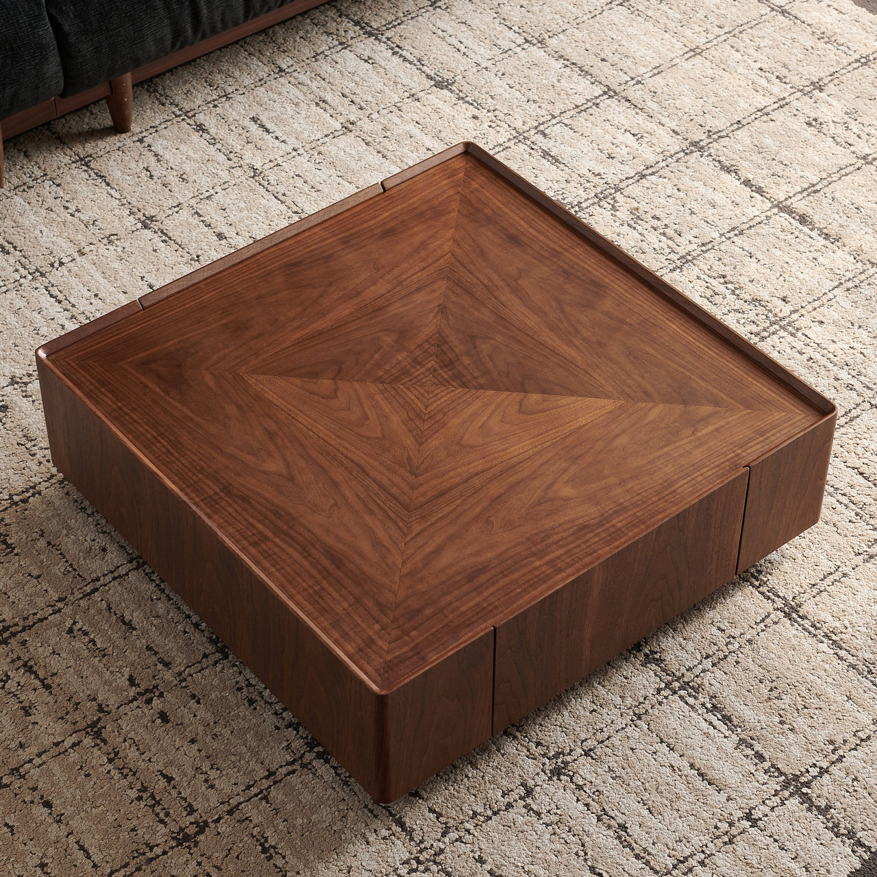 BRENZIA Square Walnut Coffee Table