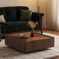 Thumbnail for BRENZIA Square Walnut Coffee Table