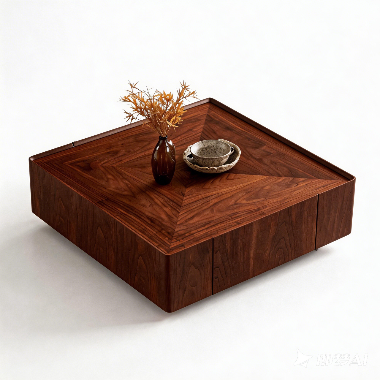 BRENZIA Square Walnut Coffee Table