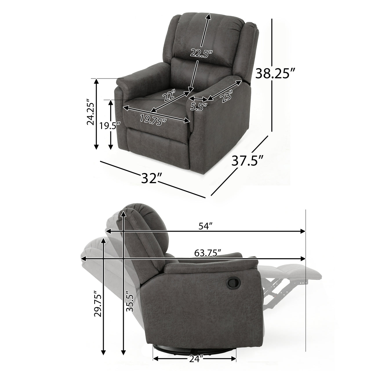 VELQUORIS 32" Swivel Recliner Chair